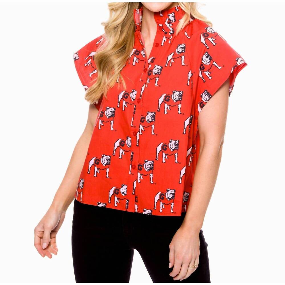 NEW STEWART SIMMONS bulldogs poplin blouse in red